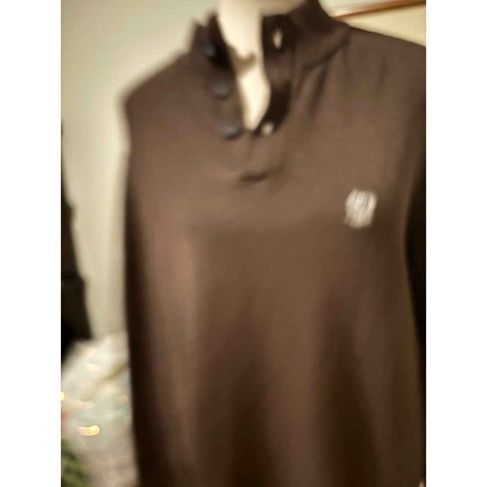 Chaps Mens Sweater Mock Neck Pullover Brown Button Neck Crest Logo XL - Picture 4 of 4